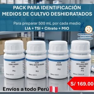 Medios deshidratados Pack identificación bacteriana: TSI, LIA, MIO y Citrato